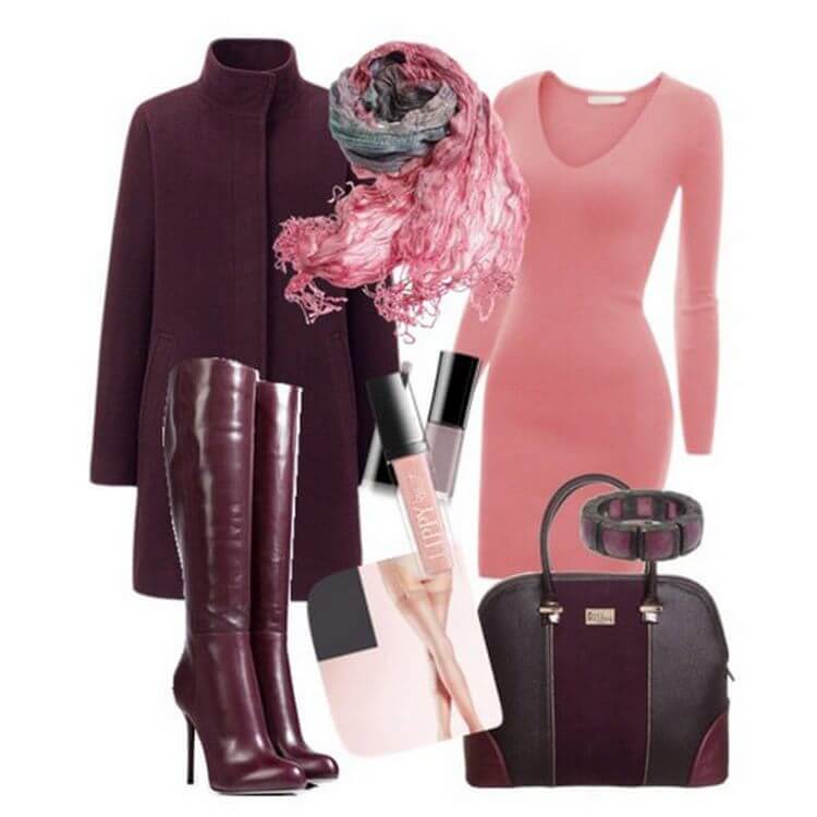 Сочетание пыльно розового цвета с другими цветами в одежде